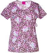 Tooniforms Women's Hello Kitty Cheetah Scrub Top