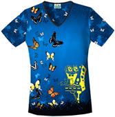 Tooniforms Women's SpongBob Flutter Scrub Top