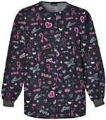 Cherokee Breast Cancer Love,Hope,Cure Scrub Jacket