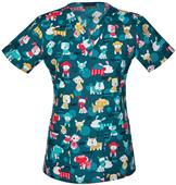 Cherokee Womens Fur-get About It! V-Neck Scrub Top