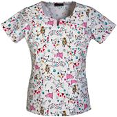 Cherokee Women's Pawdon Me Round Neck Scrub Top