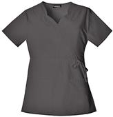 Cherokee Women's Mock Wrap Embroidered Scrub Top