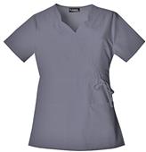 Cherokee Women's Mock Wrap Embroidered Scrub Top