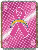NFL Chargers Breast Cancer Aware Tapestry Throw
