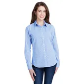 Artisan Collection By Reprime Ladies' Microcheck Gingham Long-Sleeve Cotton Shirt RP320