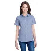 Artisan Collection By Reprime Ladies' Microcheck Gingham Short-Sleeve Cotton Shirt RP321