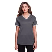 Devon & Jones Ladies' CrownLux Performance Plaited Tipped V-Neck Polo DG20CW