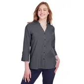 Devon & Jones Ladies' Crown Collection Stretch Pinpoint Chambray 3/4 Sleeve Blouse DG562W