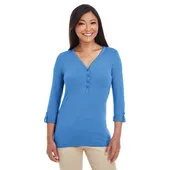 Devon & Jones Ladies' Perfect Fit Y-Placket Convertible Sleeve Knit Top DP186W