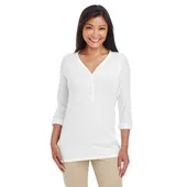 Devon & Jones Ladies' Perfect Fit Y-Placket Convertible Sleeve Knit Top DP186W