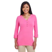 Devon & Jones Ladies' Perfect Fit Y-Placket Convertible Sleeve Knit Top DP186W