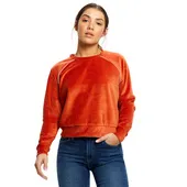 Us Blanks Ladies' Velour Long Sleeve Crop T-Shirt US538