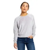 Us Blanks Ladies' Velour Long Sleeve Crop T-Shirt US538