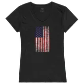Rapid Dominance Graphic V-Neck Distressed Flag Shirt G03-800