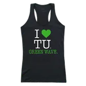 W Republic Women's I Love Tank Shirt Tulane Green Wave 532-198