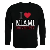 W Republic I Love Crewneck Sweatshirt Miami Of Ohio Redhawks 552-131