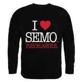 W Republic I Love Crewneck Sweatshirt Southeast Missouri State University Redhawks 552-149