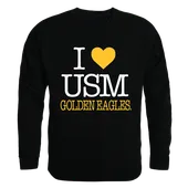 W Republic I Love Crewneck Sweatshirt Southern Mississippi Golden Eagles 552-151