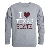 W Republic I Love Crewneck Sweatshirt Texas State Bobcats 552-181