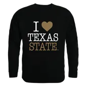 W Republic I Love Crewneck Sweatshirt Texas State Bobcats 552-181