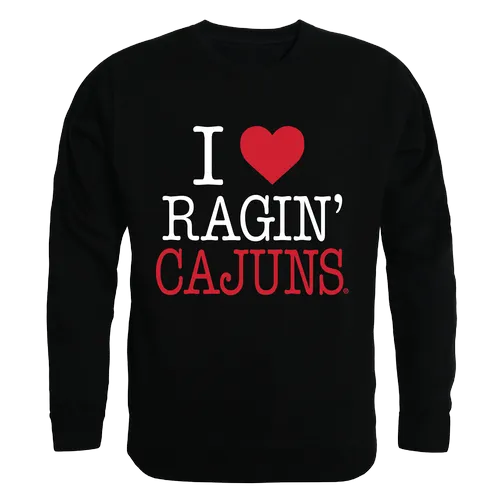 W Republic I Love Crewneck Sweatshirt Louisiana Lafayette Ragin Cajuns 552-189