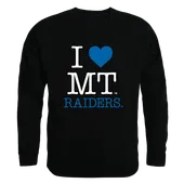 W Republic I Love Crewneck Sweatshirt Middle Tennessee State Blue Raiders 552-223