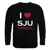 W Republic I Love Crewneck Sweatshirt Saint Joseph's University Hawks 552-232