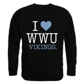 W Republic I Love Crewneck Sweatshirt Western Washington Vikings 552-252