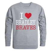 W Republic I Love Crewneck Sweatshirt Bradley Braves 552-270