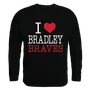 W Republic I Love Crewneck Sweatshirt Bradley Braves 552-270