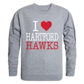 W Republic I Love Crewneck Sweatshirt University Of Hartford Hawks 552-310