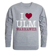 W Republic I Love Crewneck Sweatshirt Louisiana-Monroe Warhawks 552-331