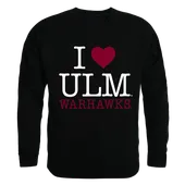 W Republic I Love Crewneck Sweatshirt Louisiana-Monroe Warhawks 552-331