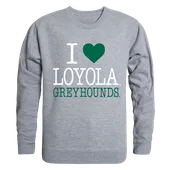 W Republic I Love Crewneck Sweatshirt Loyola Maryland Greyhounds 552-332