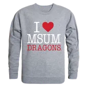 W Republic I Love Crewneck Sweatshirt Minnesota State Moorhead Dragons 552-343