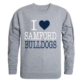 W Republic I Love Crewneck Sweatshirt Samford University Bulldogs 552-375