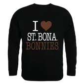 W Republic I Love Crewneck Sweatshirt Saint Bonaventure University Bonnies 552-386