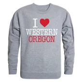 W Republic I Love Crewneck Sweatshirt Western Oregon Wolves 552-406