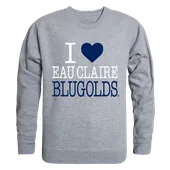 W Republic I Love Crewneck Sweatshirt Wisconsin Eau Claire Blugolds 552-409