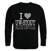 W Republic I Love Crewneck Sweatshirt Wisconsin Stout Blue Devils 552-413