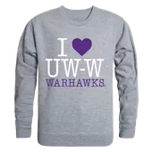 W Republic I Love Crewneck Sweatshirt Wisconsin Whitewater Warhawks 552-414