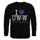 W Republic I Love Crewneck Sweatshirt Wisconsin Whitewater Warhawks 552-414