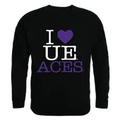 W Republic I Love Crewneck Sweatshirt University Of Evansville Purple Aces 552-424