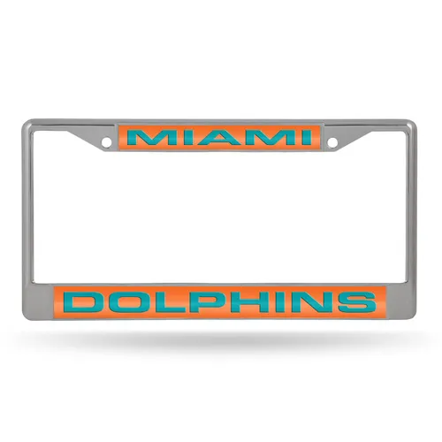 Rico Miami Dolphins Laser Chrome 12 X 6 License Plate Frame Fcl1104
