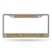 Rico Miami Dolphins Laser Chrome 12 X 6 License Plate Frame Fcl1104