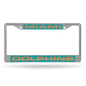 Rico Miami Dolphins Laser Chrome 12 X 6 License Plate Frame Fcl1105