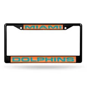 Rico Miami Dolphins Black Laser Chrome 12 X 6 License Plate Frame Fclb1103