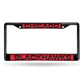 Rico Chicago Blackhawks Black Laser Chrome 12 X 6 License Plate Frame Fclb7702