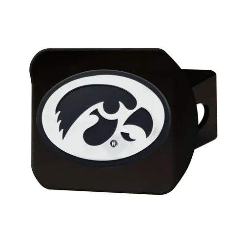 Fan Mats Iowa Hawkeyes Black Metal Hitch Cover With Metal Chrome 3D Emblem