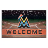 Fan Mats Miami Marlins Rubber Door Mat - 18In. X 30In.